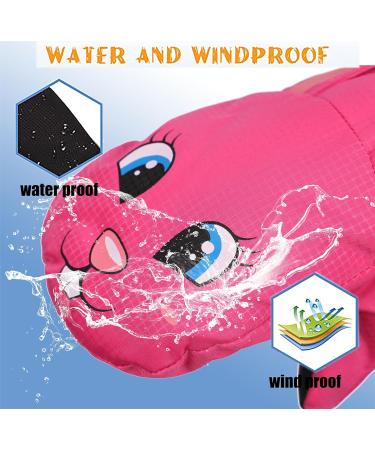 FAYHIJUN Waterproof Kids Mittens - Thermal Fleece Lined Gloves for Ages 1-9 - Rose Rabbit Design - Size M (Age 4-6) - Buy Online on SooperMarket.com