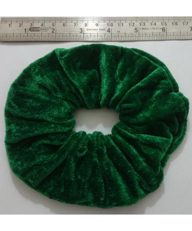 AADYA Pair of Extra Large (15CM) Velvet Hair SCRUNCHIES Elastic Scrunchy Hair BOBBLES (Green)