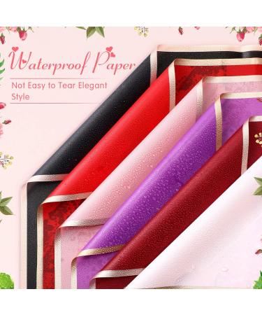 Mimorou Flower Wrapping Paper - 150 Sheets, Gold Edge, Waterproof, 23.6x23.6 Inch - DIY Crafts & Gift Packaging - 15 Colors - Buy Online on SooperMarket.com