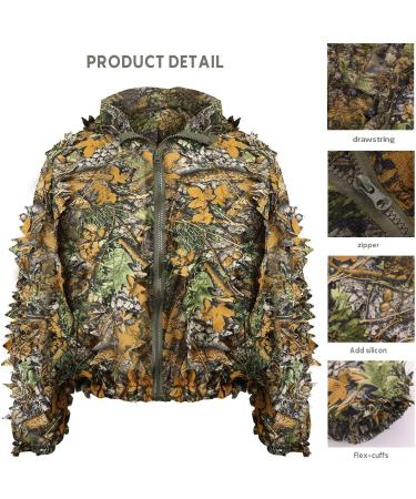 Adult Ghillie Suit 3D Leafy Camouflage Outdoor Hunting Costume - 5.9-6.1 ft Height | Ideal for Sniper, Military, Wildlife Photography, Halloween - Buy Online on SooperMarket.com