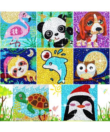 8 Pieces 5D Diamond Painting Kits for Kids Diamond Art Kits Animal Gem Painting Kit Crystal Easy to DIY Painting by Number Kits Home Wall Decoration (Classic Style)