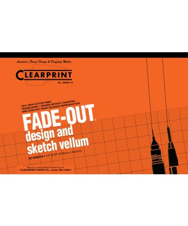 Clearprint Vellum Pad with 10x10 Fade-Out Grid  11x17 Inches  16 lb.  60 GSM  1000H 100% Cotton  50 Translucent White Sheets  1 Each (10003416)