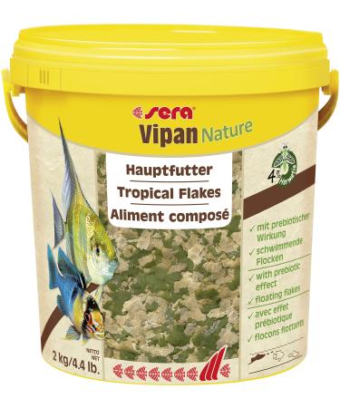 Sera Vipan Nature 10 L (2 kg) - main lining with 4% insect flour and prebiotic effect flake feed for aquarium fish feed with very high feedability and thus less algae 2 kg (1 Pack) flakes