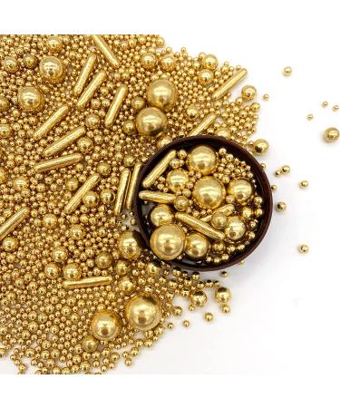 Gold Pearl Sugar Sprinkles Mix for Baking and Decorating - 120g Shaker Jar for Cake, Cupcake, Cookie, Ice Cream, Wedding, Shower, Party Celebrations - Buy Online on SooperMarket.com