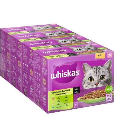 Whiskas Senior 7+ Katznassfutter Mixed selection in sauce 48 serving bags 12x85g (4 -pack) - high -quality cat food wet for cats from 7 years and older mixed selection (sauce)