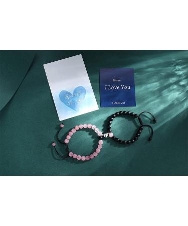 XIANNVXI Couples Bracelets Set - His and Her Magnetic Matching Couple Gifts Jewelry in BlackPink - Buy Online on SooperMarket.com