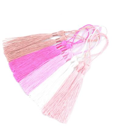 100pcs 13cm/5 Inch Silky Floss Bookmark Tassels with 2-Inch Cord Loop and Small Chinese Knot for Jewelry Making, Souvenir, Bookmarks, DIY Craft Accessory (Mixed Red)