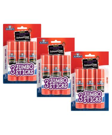 Elmers E579 Jumbo Disappearing Purple School Glue Stick 1.4 Ounce 3 Packs of 3 Sticks 9 Sticks Total