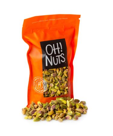Oh! Nuts Raw Whole California Pistachios No Shell 1lb, Fresh Shell-Less California Pistachios Bulk Bag | Healthy Snacking Large Nuts for Paleo, Keto, Vegan & Plant-Based Diet 1 Pound (Pack of 1)
