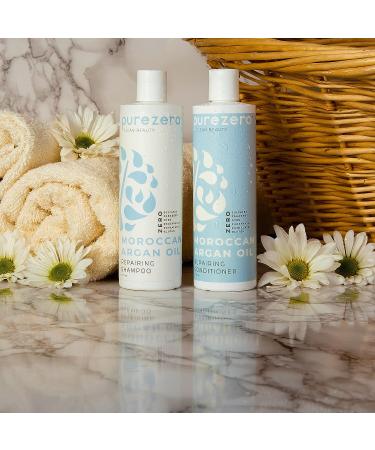 Purezero Moroccan Argan Oil Shampoo & Conditioner Set - Repair Damaged Hair, Restore Strength, Shine & Softness - Sulfate, Paraben, Dye, Gluten Free - Vegan & Cruelty Free - Ideal for Color Treated Hair - Buy Online on SooperMarket.com
