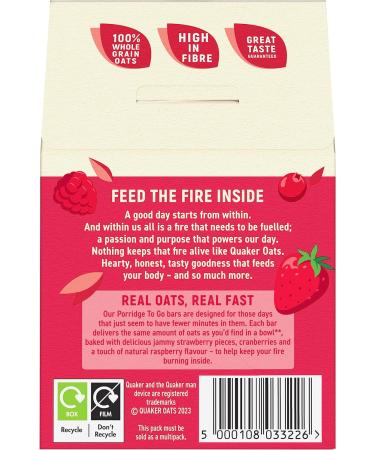 Quaker Porridge To Go Breakfast Bars Strawberry Raspberry & Cranberry Flavour 2x55g (Case of 6) - Buy Online on SooperMarket.com