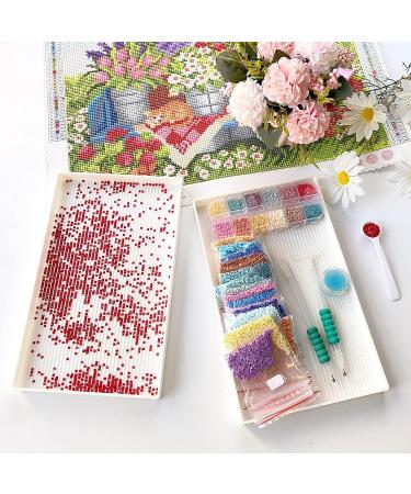 2 pcs 10x6 inch Diamond Painting Tray Organizer - Extra Large Plastic Trays for Beads & Diamond Art Accessories - DIY Gem Art Craft Tools - White (2 Trays 1 Spoon) - Buy Online on SooperMarket.com