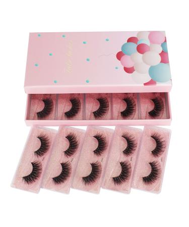 10 Pairs 15-18mm 3D Soft Mink False Eyelashes Handmade Wispy Fluffy Long Lashes Natural Eye Extension Makeup Kit K005 (K005)