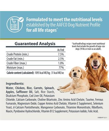 JustFoodForDogs Pantry Fresh Chicken & White Rice Wet Dog Food Pouches - Pack of 12 | Human Quality Ingredients | Natural & Ready to Serve Soft Food for Dogs - Buy Online on SooperMarket.com
