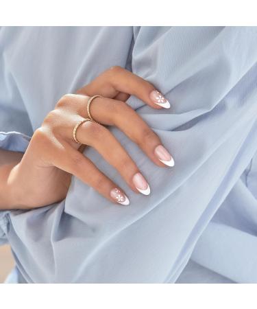 KISS imPRESS No Glue Press-On Nails - Fearless French Almond Shape Light Neutral & White Tip 30 Nails Easy Application - Buy Online on SooperMarket.com