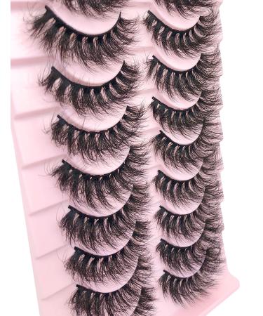 False Eyelashes Faux Mink Fluffy Cat Eye Lashes 3D Dramatic Natural Eyelash Wispy Curly Full Volum 10 Pairs Charming