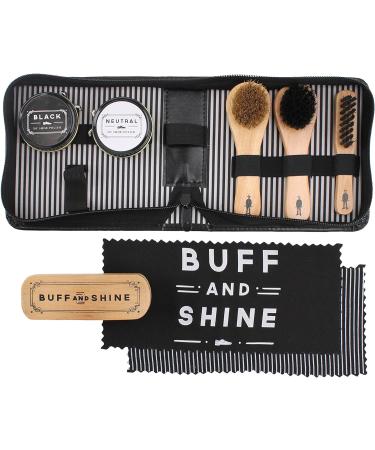 CGB Giftware Dapper Chap 'Buff & Shine' Shoe Cleaning Kit | 3 Brushes, Black & Neutral Polish - Buy Online on SooperMarket.com