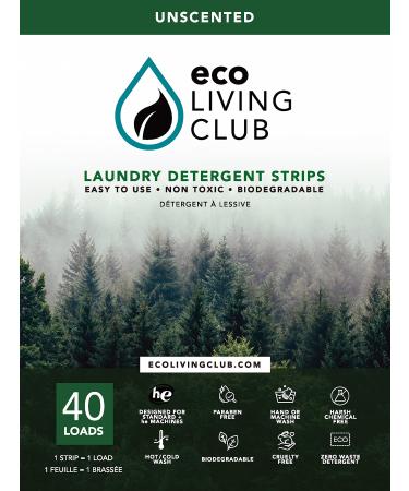 Laundry Detergent Sheets Hypoallergenic Eco Friendly Usage (Up to 80 loads) Biodegradable Plastic Free Paraben and Cruelty Free Travel Friendly Strips (Unscented) fragrance free