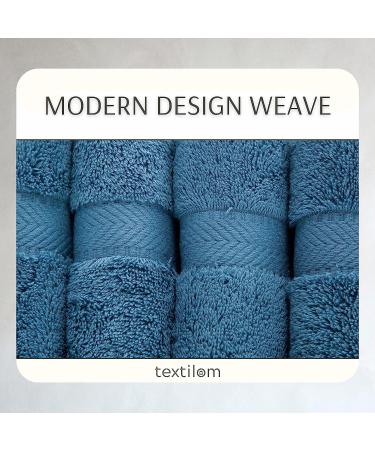 TEXTILOM Luxury 100% Turkish Cotton Bath Towel Set - Soft & Absorbent (6 Pcs, Mid Blue) - Buy Online on SooperMarket.com