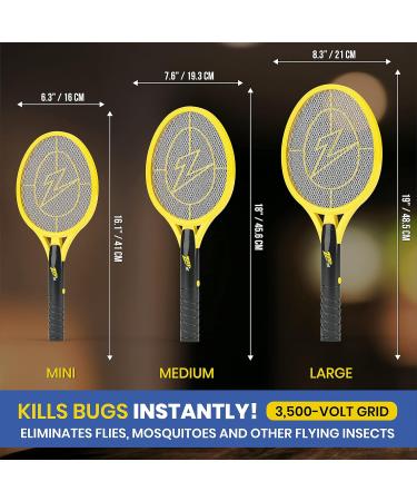 Zap it! Bug Zapper - Battery-Operated Mosquito & Fly Killer Racket with 3500 Volts & LED Light - Includes 2 AA Batteries - Best for Indoor & Outdoor Use - Buy Online on SooperMarket.com