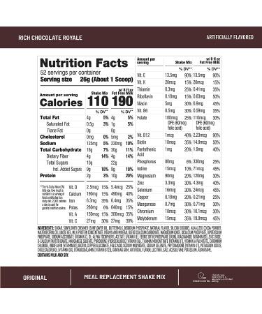 SlimFast Original Rich Chocolate Royale Meal Replacement Powder - 52 Servings, 10g Protein - Weight Loss Shake Mix - Buy Online on SooperMarket.com