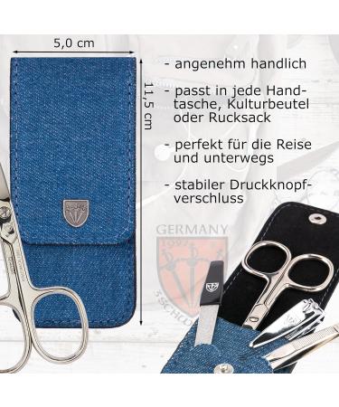 Three Swords Capri 4-Piece Nail Care Set | High-Quality Manicure & Pedicure Tools | Jeans Fabric Nail Scissors Clippers Tweezers Sapphire Nail File | International Shipping Available - Buy Online on SooperMarket.com