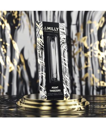 MILLY Pointed Tweezers - 100% German Steel for Ingrown Hair, Eyebrows, and Splinters - Hand-Filed Precision Tool for Facial Hair and Glass Removal - Buy Online on SooperMarket.com