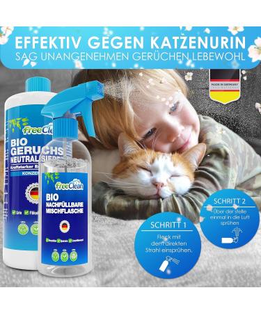 FreeClean Bio Ruchs Neutralizer Concentrate 1000ml - Extra Strong Enzyme Cleaner for Cats | Highly Concentrated Odor Remover & Textile Freshener | Made in Germany - Buy Online on SooperMarket.com