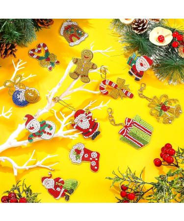 21 Pcs DIY Diamond Key Chain Ornaments - Cute Style | 5D Rhinestone Pendant Decor Kit for Kids | Christmas Diamond Art Key Ring - Buy Online on SooperMarket.com