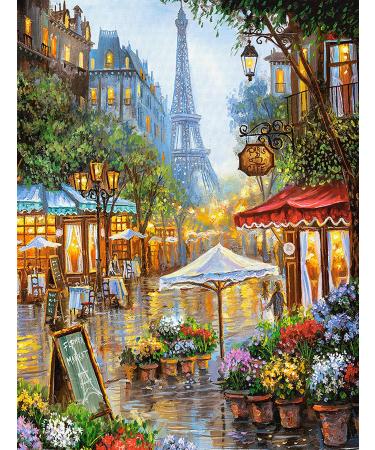 LANDFAIR Diamond Painting Kits - 15x20 inch Round Full Drill Flower Shop de Paris Diamond Art Kits for Adults