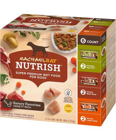 Rachael Ray Nutrish Premium Natural Wet Dog Food Variety Pack 8oz (Pack of 6) - Savory Favorites - Buy Online on SooperMarket.com