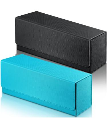 Weewooday 2 Pieces Deck Card Storage for 400+ Cards, Top Loader for Cards Deck Trading Cards Box Holding Compatible with TCG Top Loader MTG Storage Boxes for Baseball Play Cards (Gray and Blue)