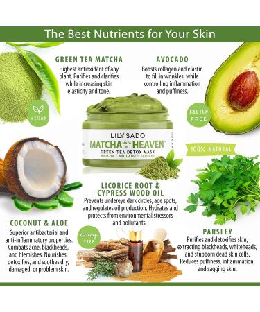 Organic Green Tea Matcha & Avocado Face Mask - Anti-Aging Vegan Facial Treatment - Buy Online on SooperMarket.com
