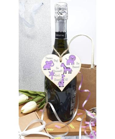Plum Penguin Handmade Wooden Hanging Heart Plaque - Be Brave, Dream Big, Be Yourself - Gender-Neutral Safari Animals Nursery Wall Decoration - New Baby Present for Parents - Buy Online on SooperMarket.com