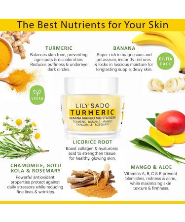 LILY SADO Turmeric Banana Mango Face Moisturizer - Vegan Anti-Aging Cream with Chamomile & Rosemary for Wrinkles - Nutritious Daily Facial Lotion - Buy Online on SooperMarket.com