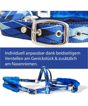 Premium Blue Horse Halter - Fur Lined Available in XFull Pony Cob Warmblood Sizes | Durable & Stylish - Buy Online on SooperMarket.com