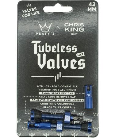 Peaty's x Chris King (MK2) Tubeless Valves - 42mm Navy | Bike Tyre Valves - Buy Online on SooperMarket.com