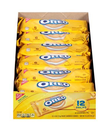 Oreo Golden Sandwich Cookies - Snack Packs, 12 Count Tray, 21.6 Ounce Golden Sandwich 1.8 Ounce (Pack of 12)