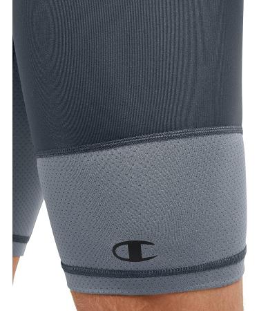 Champion Men's Total Support Pouch Compression Shorts - Wicking Sport Shorts (6 & 9 Options) - Large Size (9 Inches) - Stealth/Stormy Night C Logo - Buy Online on SooperMarket.com
