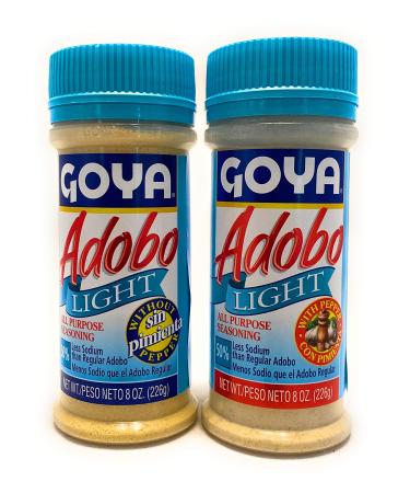 Goya Adobo Less Sodium All Purpose Seasoning Bundle with and without Pepper