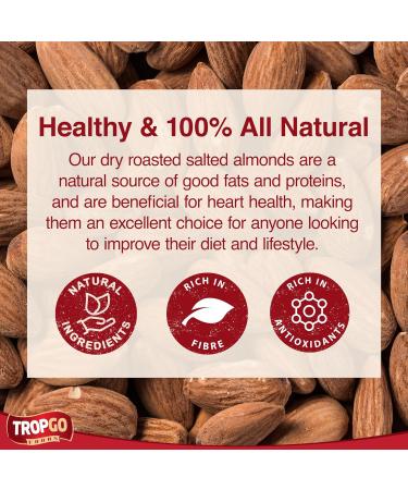 Tropgo Roasted Salted Almonds 180g Tub - Almond Nuts in Resealable and Recyclable Tub - Wholesome Trail Mix with Fibre Protein and Essential Minerals - Healthy Nuts for All Ages - Buy Online on SooperMarket.com