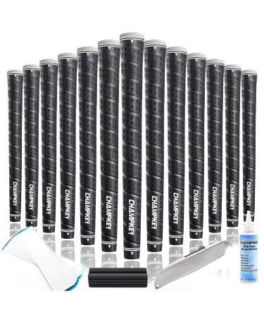 CHAMPKEY WRAP-Y Rubber Golf Grips 13 Pack Come with All Repair Kits - High Feedback and Traction Golf Club Grips Standard Black