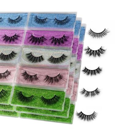 Fluffy Eyelashes Wholesale Bulk - 10/30/50/100 Pack Volume Wispy Lashes Reusable Natural Look False Strip Mink Lashes Eye Makeup (5 styles-30 pairs)