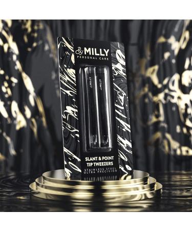 MILLY Precision Tweezers Set - Slanted and Pointed Tips - German Steel - Hand-Filed - Black - Buy Online on SooperMarket.com