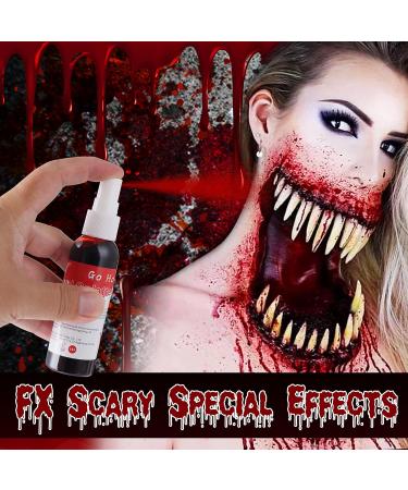 1.06 oz Go Ho Blood Splatter Fake Blood Spray for Halloween Costume Cosplay - Washable Body Paint for Zombie, Vampire, Clown Makeup - Buy Online on SooperMarket.com