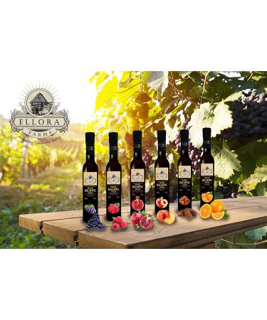 Ellora Farms Pomegranate Infused Aged Balsamic Vinegar 8.45oz - All Natural, No-Additives, Italian Glass Bottle - Buy Online on SooperMarket.com