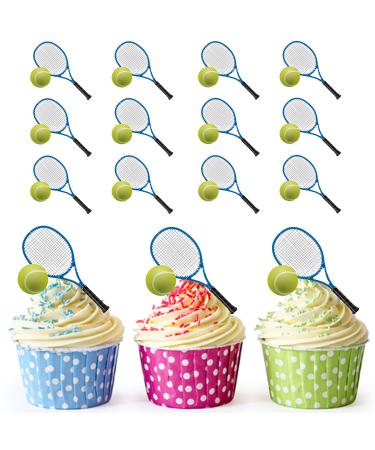 Tennis Racket and Ball Cupcake Decorations Pack of 12