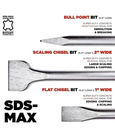 Makita 3-Piece SDS-Max Chisel & Point Bit Set - Heavy Demolition for Reinforced Concrete & Tile - Buy Online on SooperMarket.com