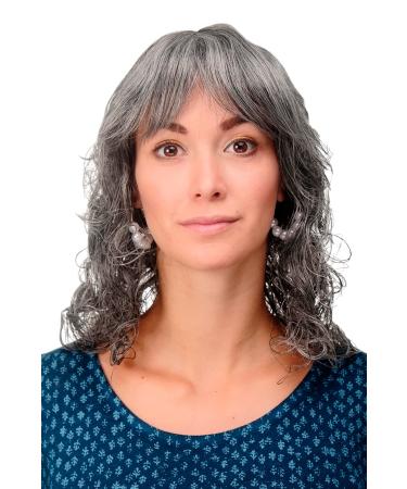 WIG ME UP - Ladies Wig Romantic Dark Grey Grey-Brown Mix curly tips medium length 45 cm MC008-44
