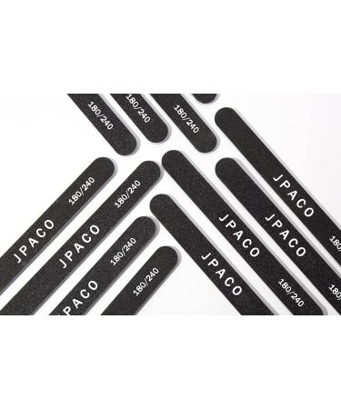 JPACO Nail Files 180 240 Grit Double Sided Emery Board Set - 12 Pack | For Natural, Acrylic, Poly Nail Gel Nails | Washable & Professional Manicure Tools - Buy Online on SooperMarket.com